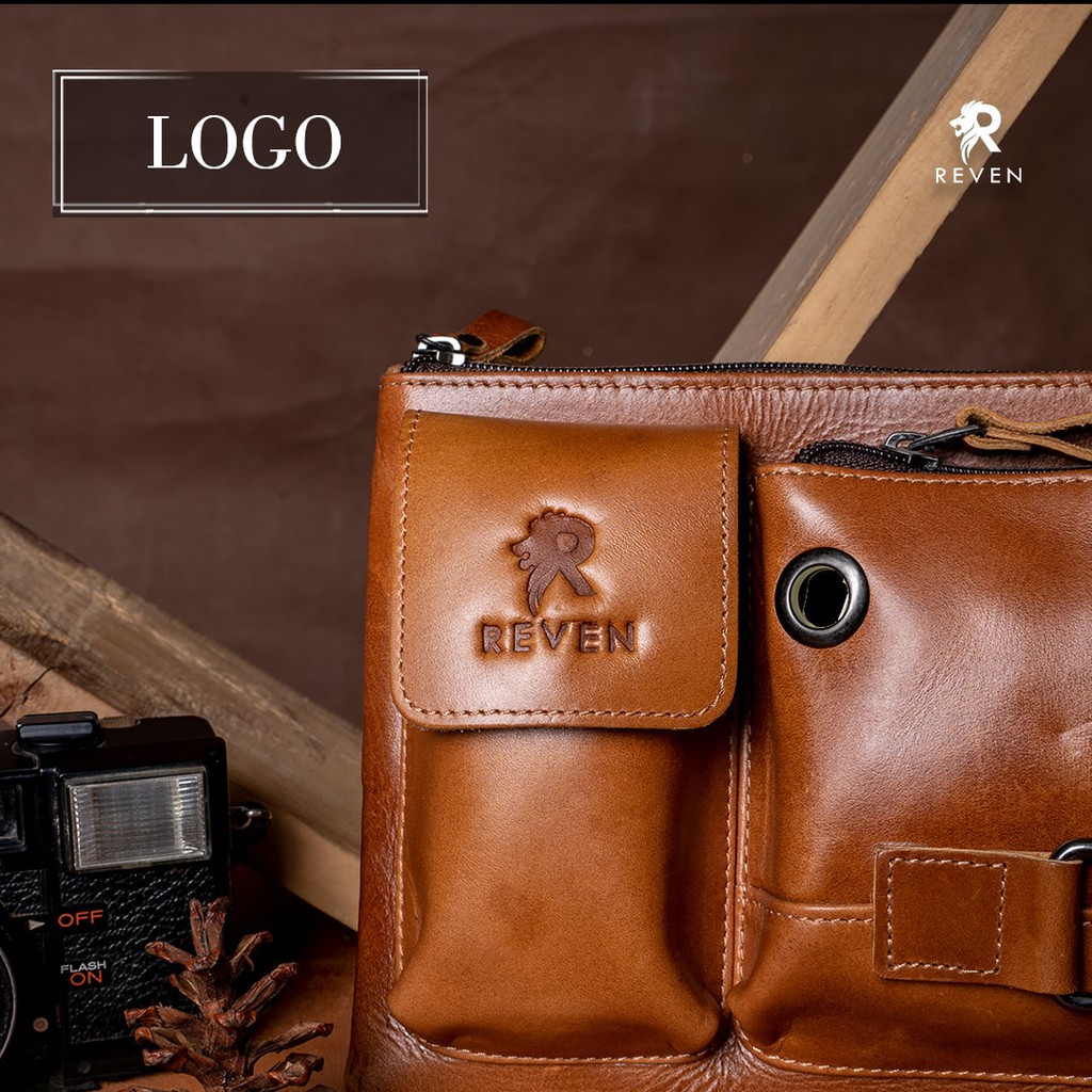 REVEN LEATHER - Waistbag pria Waistbag Multifungsi kulit Asli