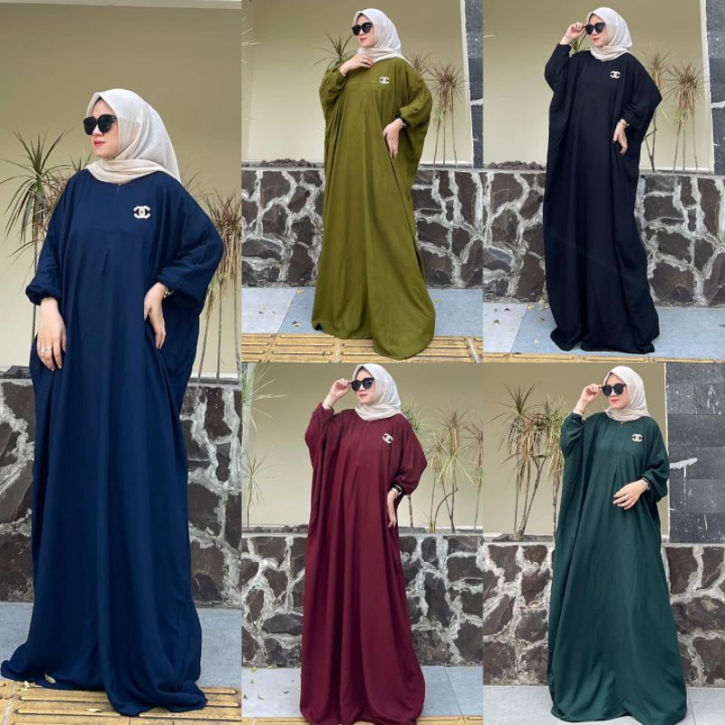 Dubai Kaftan Polos Wanita Jumbo Rayon Premium Gamis Kaftan Tebal Modern Kekininan Bigsize LD 160 cm