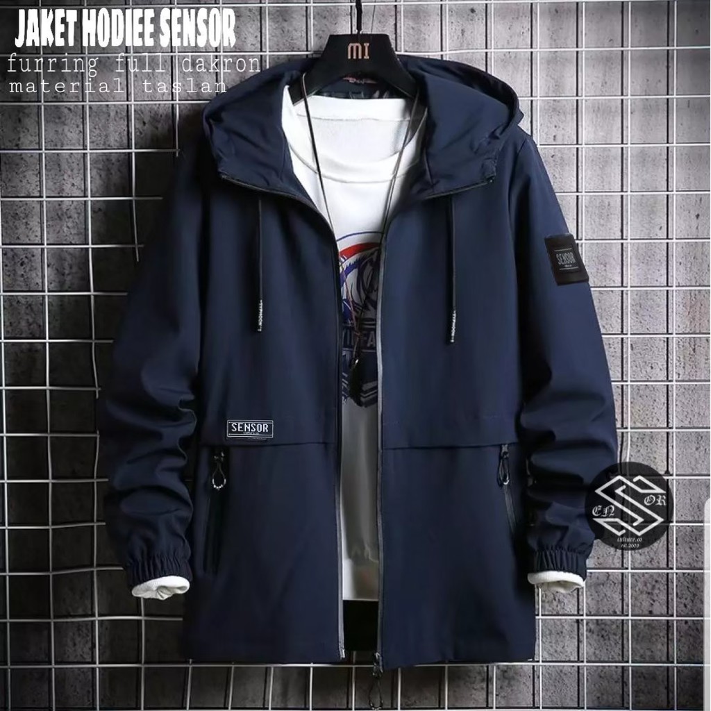 JAKET HOODIE TASLAN SENSOR HOODIE PILOT PRIA WATERPROOF ANTI AIR KEREN ORIGINAL BERKUALITAS TINGGI