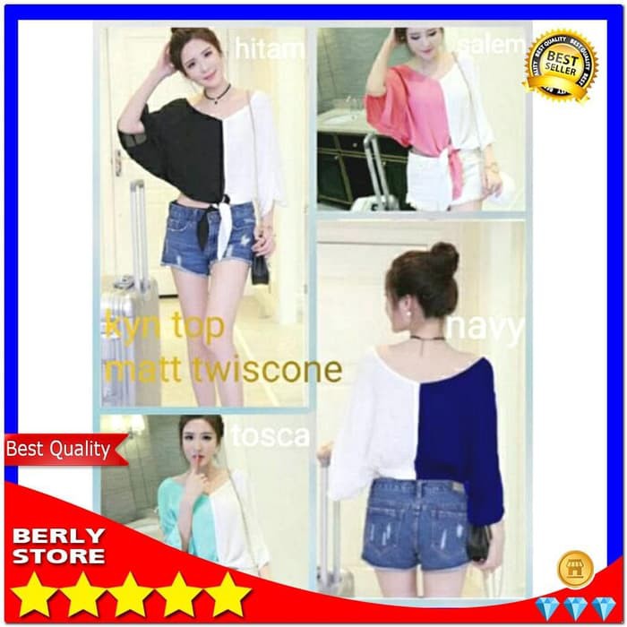 Baju Atasan Wanita Lengan Siku Kombi Trendy Berkualitas Termurah Adem Ks290