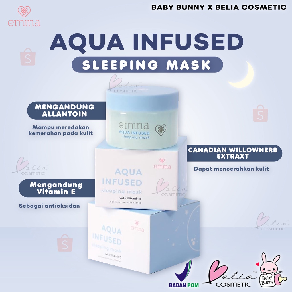 ❤ BELIA ❤ EMINA Aqua Infused Sleeping Mask with Vit E 30g | masker wajah emina