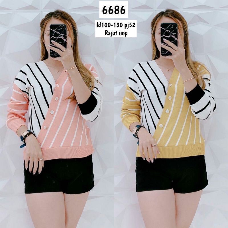 Atasan Blouse Rajut Wanita Lengan Panjang 9899