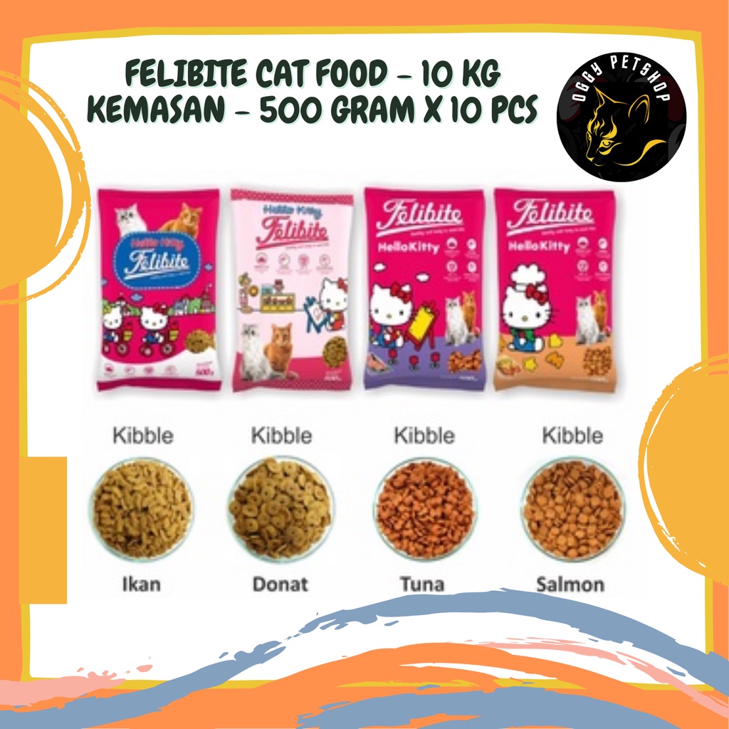 Felibite 10 Kg - Makanan Kucing Kemasan 500 gr x 20 Pcs - Grab/Gojek