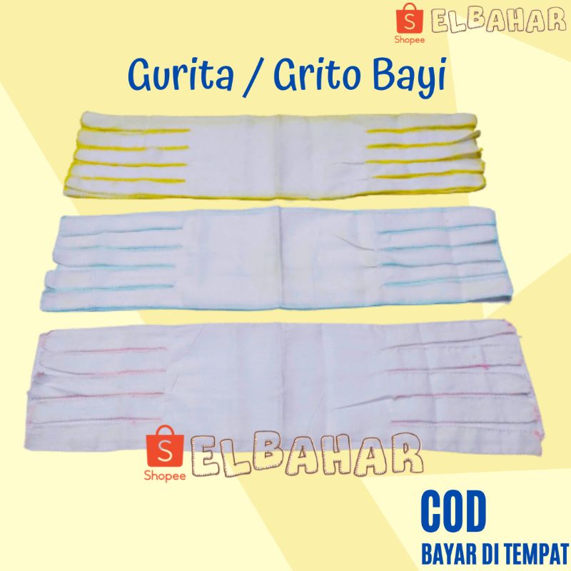 3 Pcs Gurita Bayi Tali Grito Putih Polos Bahan Katun