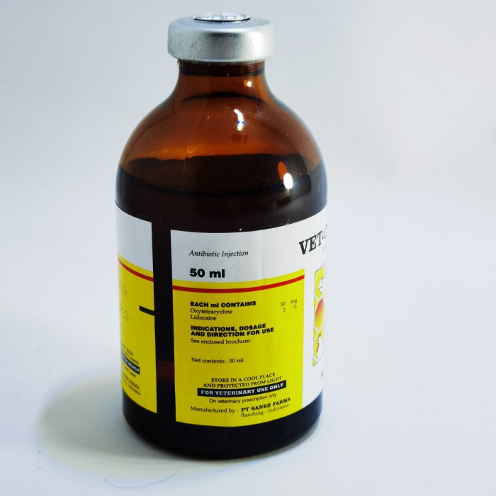 Antibiotik Hewan Injeksi Oxytetracycline Vet Oxy SB Sanbe 50 ML