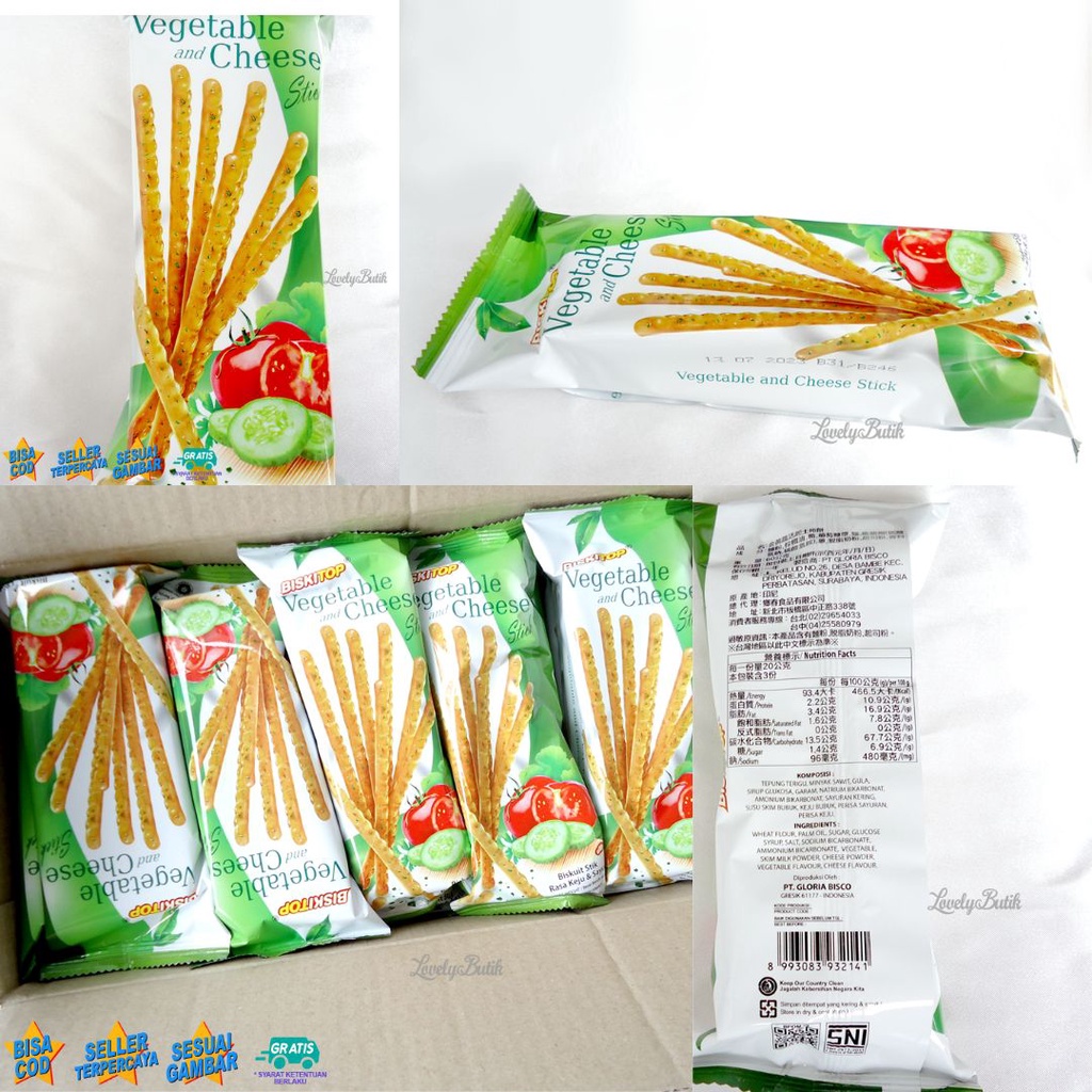 Biskitop Vegetables Sticks Paket Isi 5 Bungkus Biskuit Stick Keju Cheese Stick Berat 60 Gr Biskuit Anak Dewasa Enak Renyah - Lovelybutik