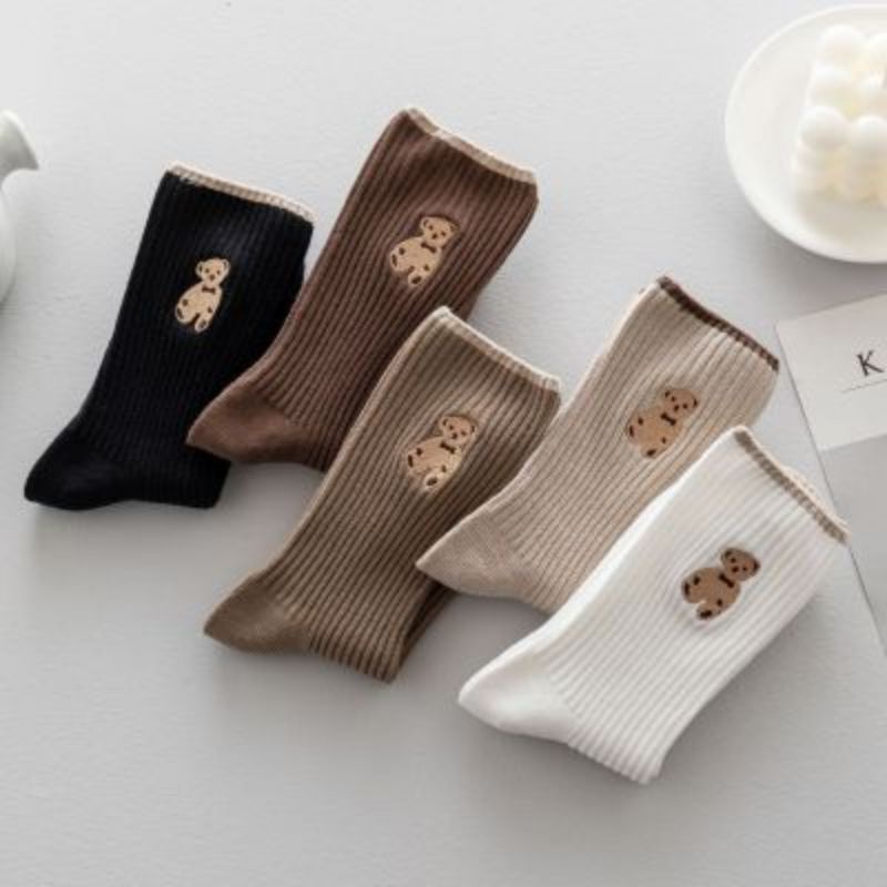 [COD] Kaos Kaki Panjang Motif Boneka Beruang Lucu Cute Kaos Kaki Fashion Import Warna Coklat Earth Tone Kaos Kaki Wanita Fashion