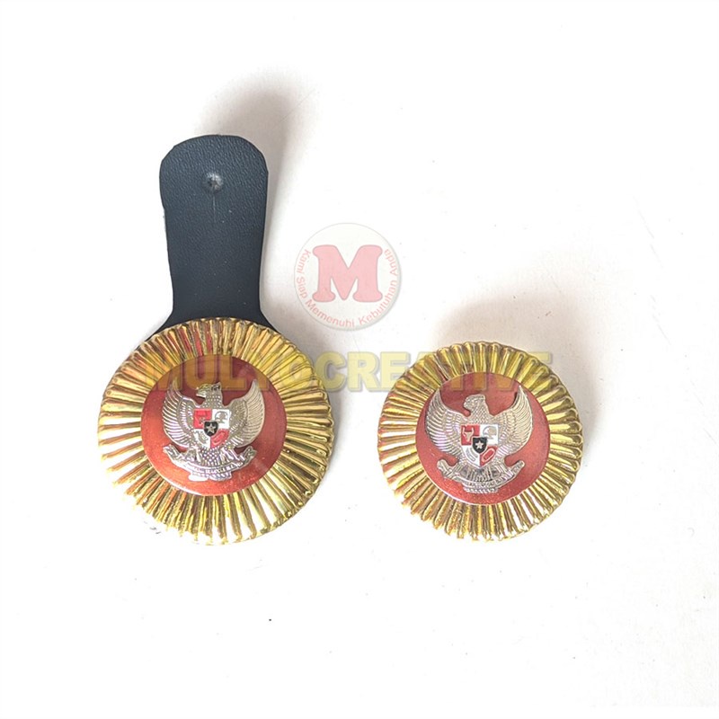 Jengkolan Lurah Warna Oranye Gold Tanda Jabatan Kades Tanjab Garuda Gold Perunggu