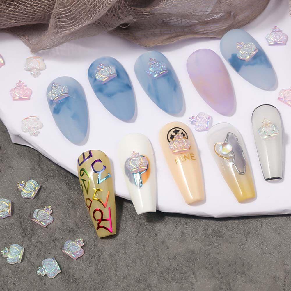 AUGUSTINA Agustinina Mahkota Nail Art Perhiasan Ungu Pesona Fashion Shiny DIY Ornaments