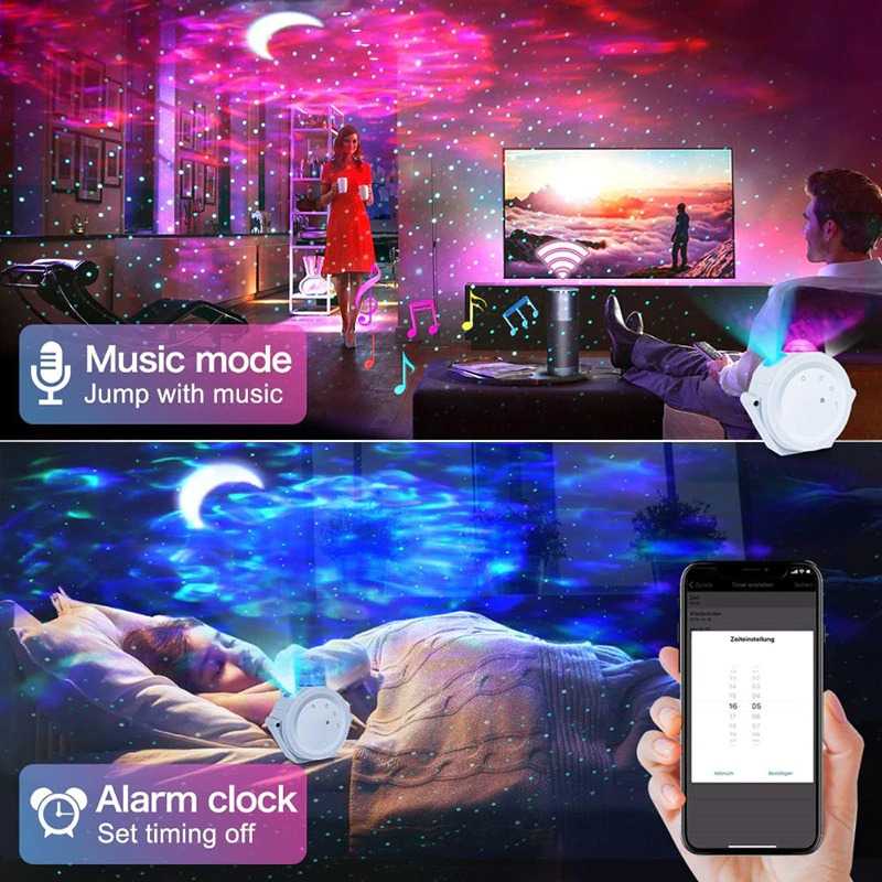 Lampu Proyektor Tidur Bintang Dan Nebula Resolusi Tinggi Kecerahan &amp; Kecepatan Dapat Disesuaikan Smart Wifi Light Starry Sky PDQ - 7CHA20WH