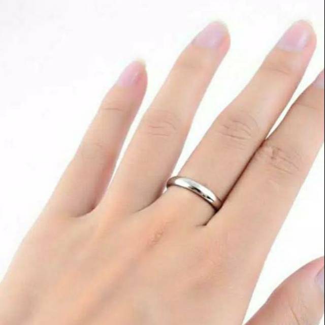 Cincin couple Titanium Stainless steel cembung kecil anti karat selamanya Fashion Ring pria wanita