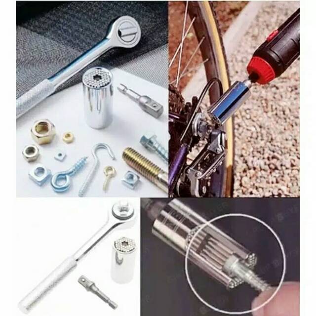 Kunci Shok Universal Socket Wrench Set GATOR GRIP Lengkap komplit dengan handle dan connector kunci