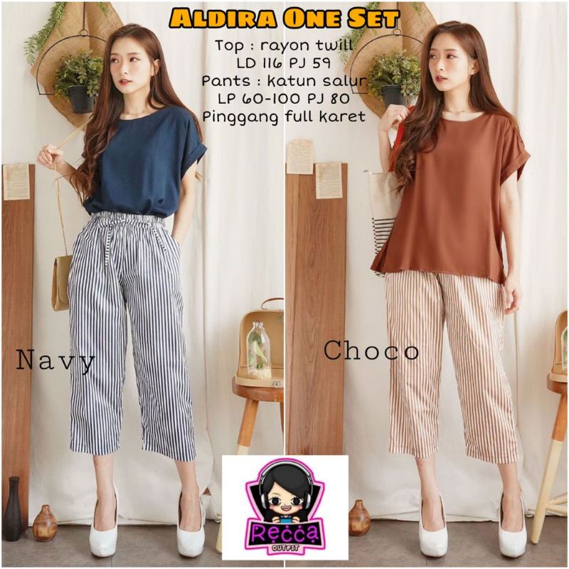 aldira one set / setelan polos lengan pendek wanita / one set simpel bahan rayon / set perempuan