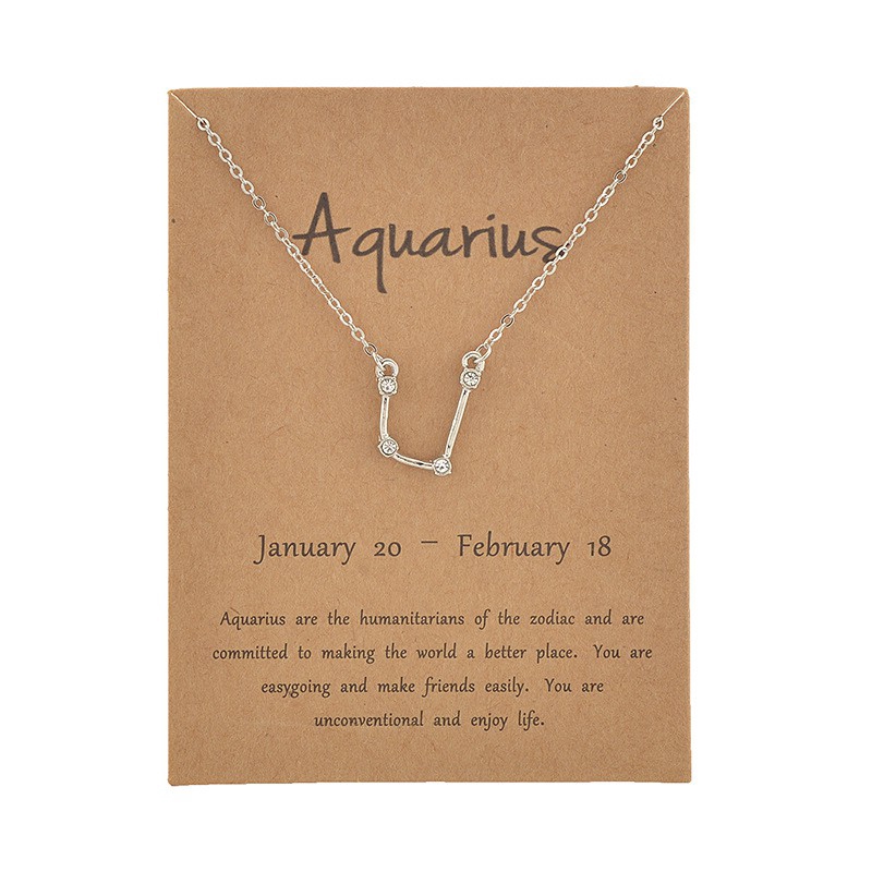 Trend Crystal bersinar bintang 12 tanda tangan zodiak bintang 12 Panden kalung perak elegan kalung