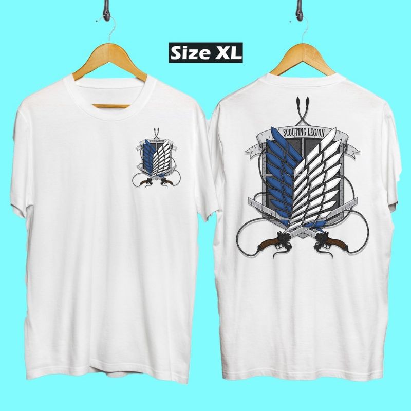 Fourfashion Kaos Pria Kaos Distro AOT LOGO SCOUTING LEGION White EL024