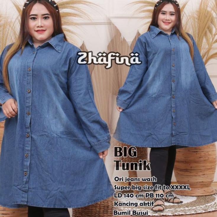«NEW» BIGSIZE TUNIK JEANS WASH DENIM// TUNIK SUPER JUMBO LD 140 ♥