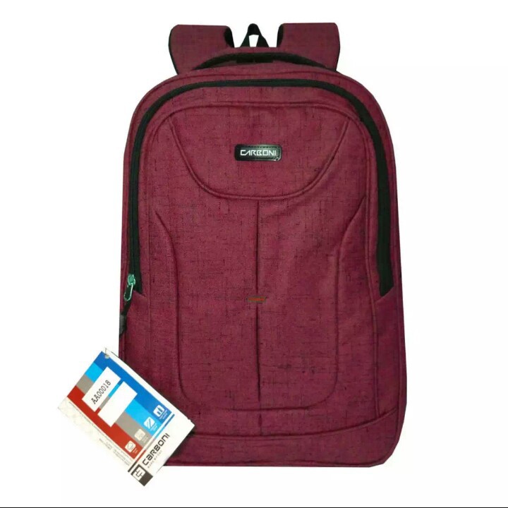 Carboni tas sekolah tas ransel laptop pria dan wanita tas punggung original - red + free rain cover