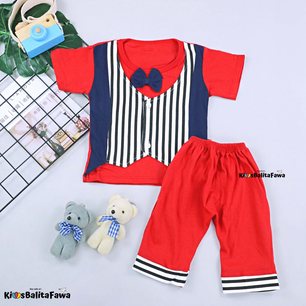 Setelan Rompi Baby Colin uk 3-18 Bulan / Export Class Set  Baju Bayi Laki Kaos Rompi Celana Lengan