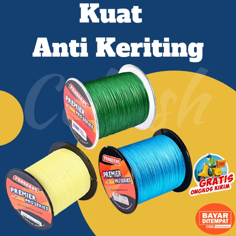 Tali Benang Senar Pancing Kuat Anti Keriting PE Premier Pro Series Braided Panjang 300 Meter