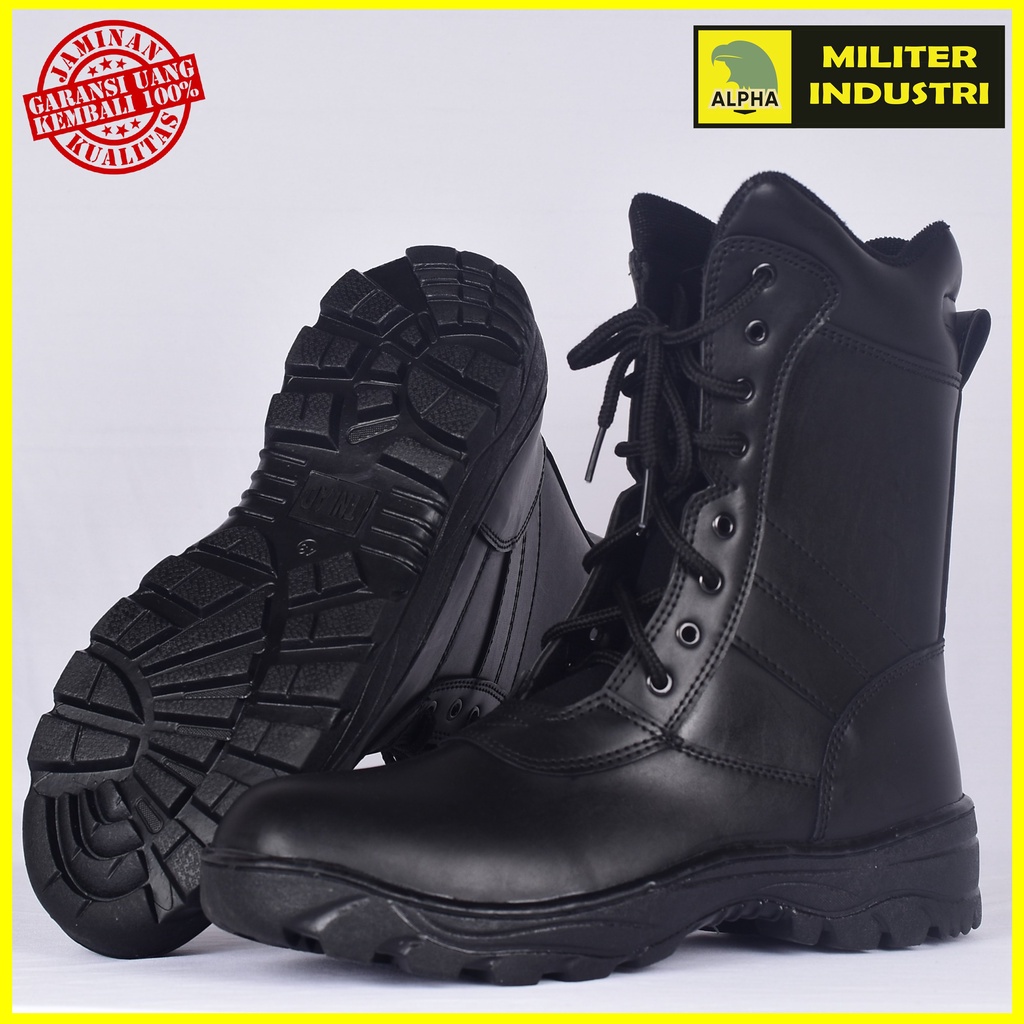 Sepatu Pdl Tni Polri Boots Safety Banser Security Reseleting Kulit Sintetis- LB01