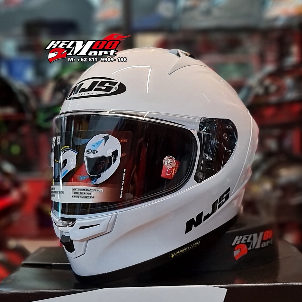 NJS ZX-1R Solid + PINLOCK Antifog Original Helm NJS ZX1R FLAT VISOR NJS ZX1 TERBARU-WHITE GLOSSY