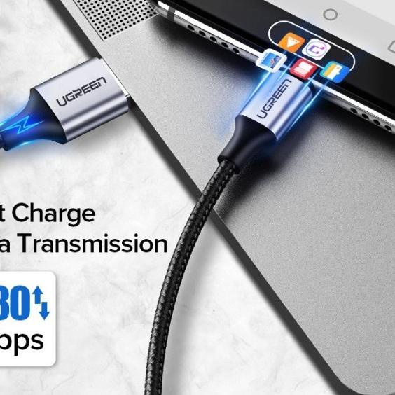 Ugreen Kabel Charger Pendek USB Type C Cable Powerbank Fast Charging 2.4a Samsung Oppo Vivo 25cm 601