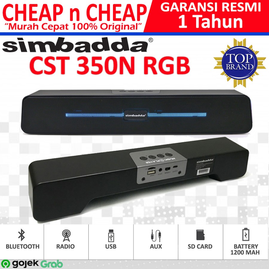 Simbadda CST 350N - Speaker Portable Bluetooth Mini Sound Bar LED RGB-Original