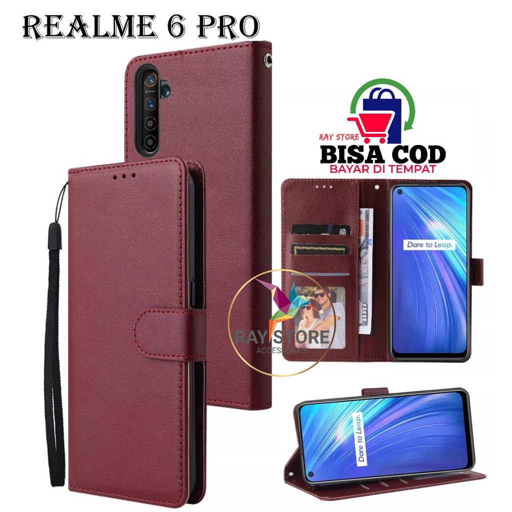 REALME 6 PRO FLIP LEATHER CASE PREMIUM-FLIP WALLET CASE UNTUK REALME 6 PRO