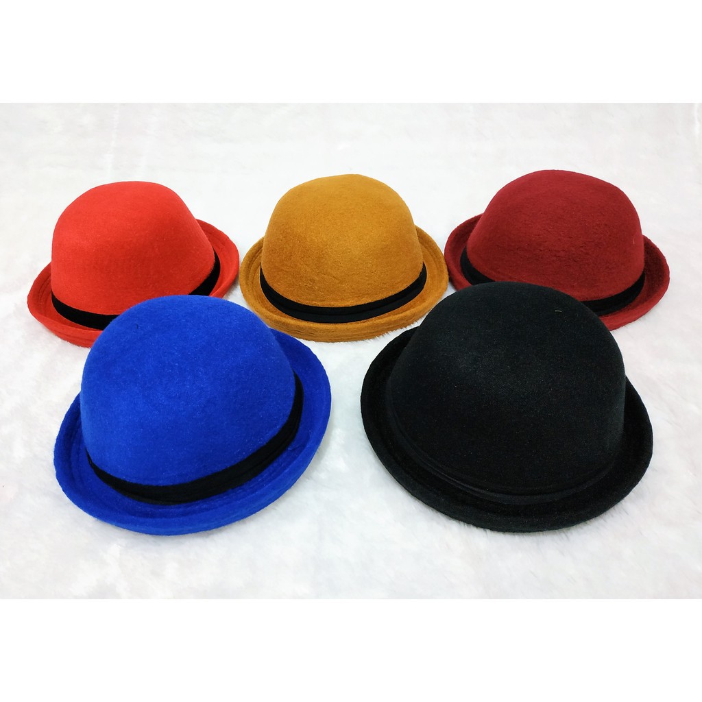 TOPI ANAK BOWLER FEDORA CHAPLIN HAT POLOS-1