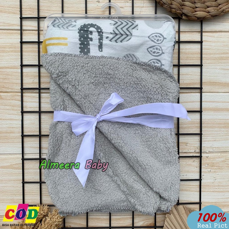 Selimut Bayi Tebal Selimut Bayi Double Fleece Ukuran 85 cm x 75 cm Gift