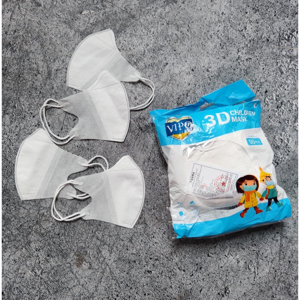 KIDS DB VIPO - MASKER DUCKBILL VIPO ANAK GARIS 3PLY PUTIH  HITAM