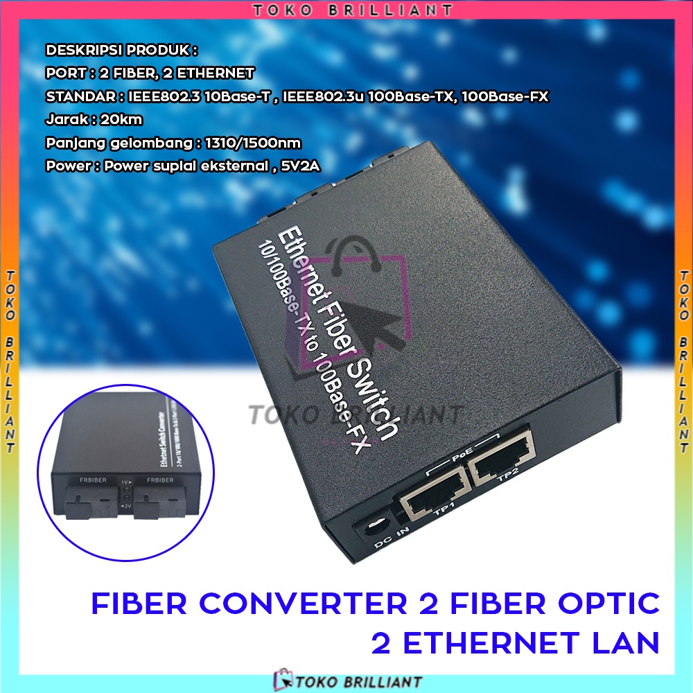 TERBARU BISA COD - MEDIA CONVERTER 2 FIBER 2 ETHERNET CM2F2E 2F2E-ConverterSaja / FULLSET