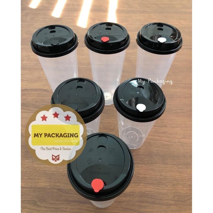 Gelas Boba / Cup PP Injection 400ml 14oz (Cup+Tutup+stopper) PREMIUM (Harga per 25set)