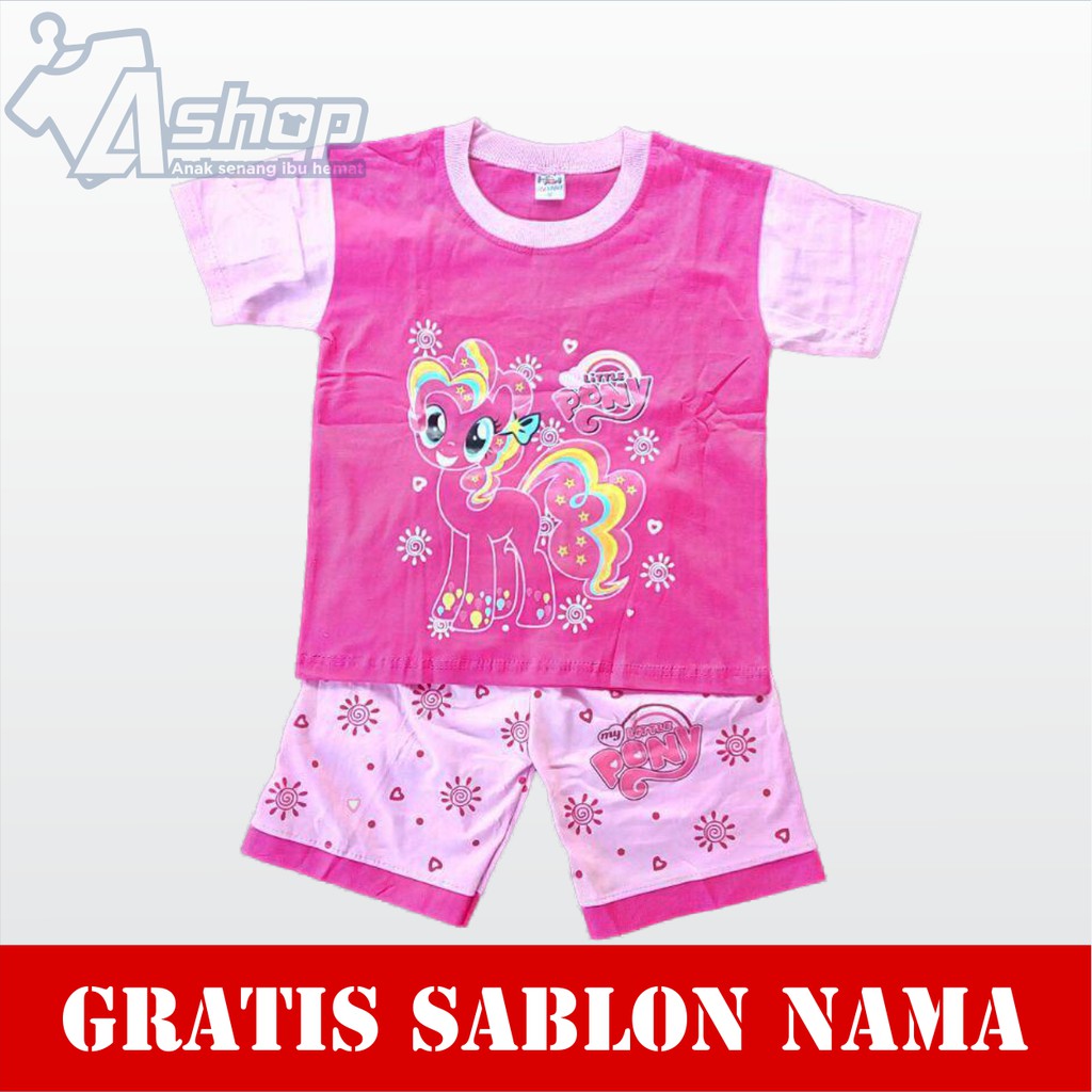 Baju Anak Setelan Little Pony Kaos Anak Laki-Laki Perempuan Murah Gratis Custom Nama