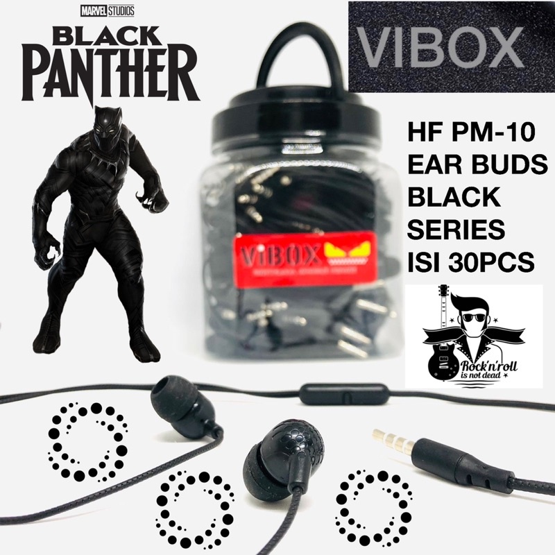 {ISI 30PCS} GROSIR 1TOPLES PM-10 HANDSFREE VIBOX HF PM10 EARBUDS BLACK SERIES