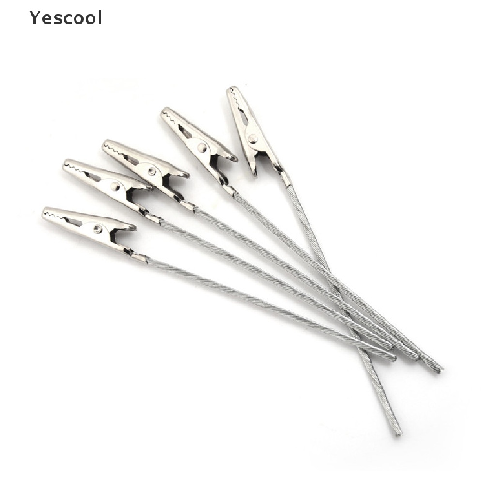 Yescool 10pcs Klip Buaya Metal Panjang 10cm Non Insulasi Untuk Tester Listrik