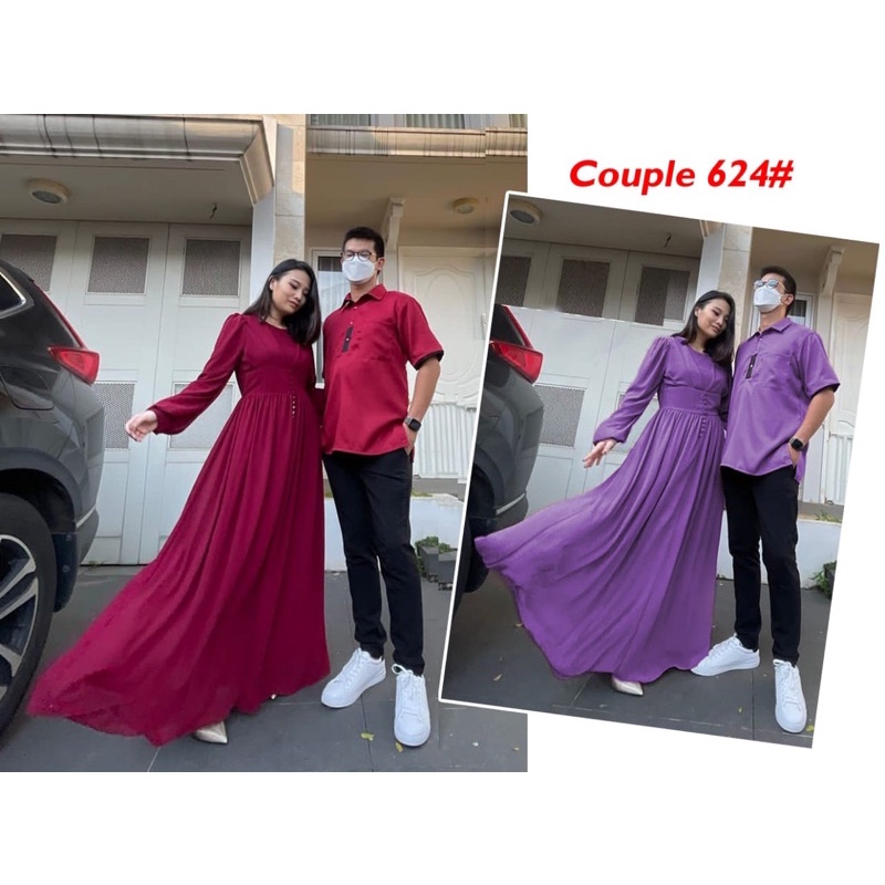 COUPLE624#Gamis+Kemeja/Fashion Couple/Couple Lebaran