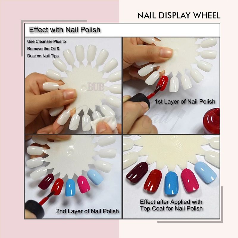 10pcs Nail display wheel set bening clear cream natural color chart kutek nail art contoh warna