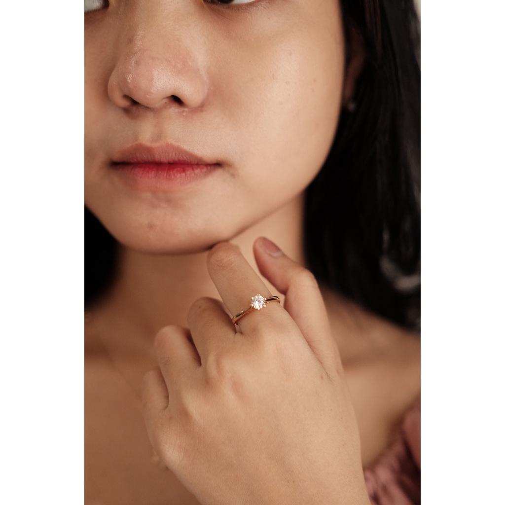 PRIMROSE - Cincin Tunangan Cincin Emas Ring Titanium Lapis Emas Stainless Steel Anti Karat 059