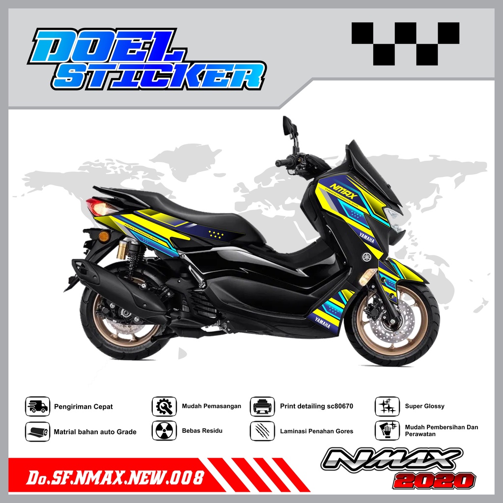 STICKER STRIPING NMAX NEW 2020 - STICKER STRIPING LIST VARIASI HOLOGRAM , CROME YAMAHA NMAX NEW 2020 DOEL 008