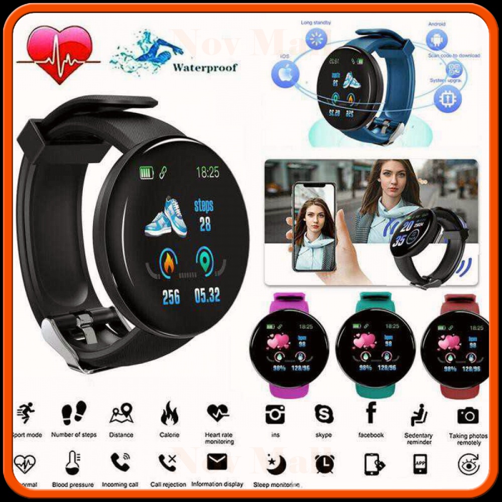 SKMEI Smartwatch Sport Fitness Tracker Heart Rate Blood Oxygen - D18