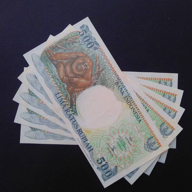 uang jadul 500 rupiah orang utan kondisi gress