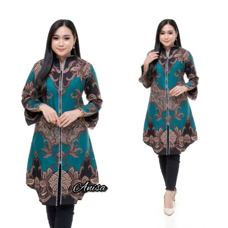 Batik Couple | Batik Couple Modern | Baju Batik Couple | Batik Tunik Couple-Tz. Bintoro hijau