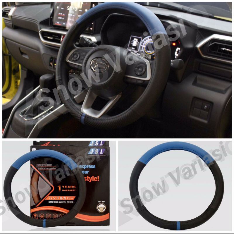 sarung stir steering wheel cover biru hitam activo jsl premium