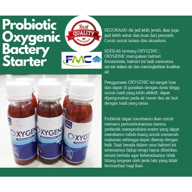 Bakteri Starter Probiotik Oxygenic 100ml Aquarium Kolam Perawatan Akuarium Pertumbuhan Ikan Hias Bacteria Baik Pro Biotik