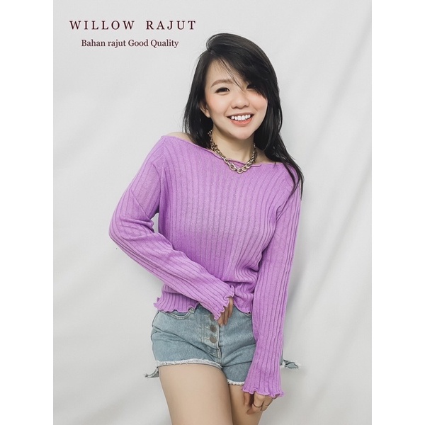 MDLV ~ WILLOW RAJUT LP KNIT CROP TOP ATASAN CROP RAJUT LENGAN PANJANG ATASAN RAJUT WANITA ATASAN RAJUT KOREA STYLE KEKINIAN FASHION WANITA