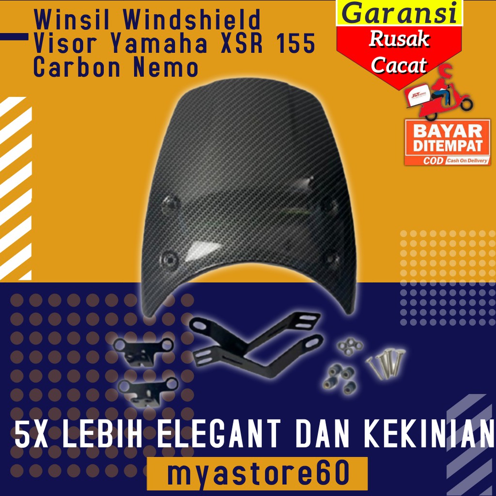 Winsil Windshield Visor Aksesoris Variasi Sparepart  Yamaha XSR 155 Carbon Nemo Pelindung Cover