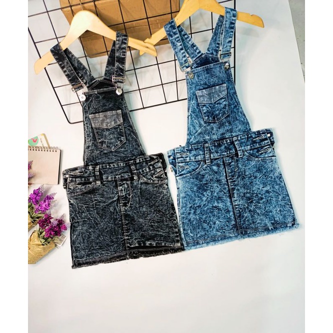 Overall rok pendek jeans rawis anak perempuan usia 2-9tahun overall kodok jeans denim