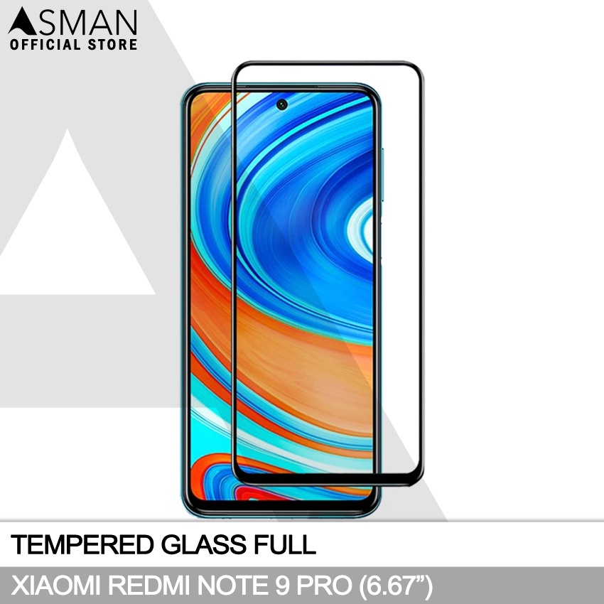 Tempered Glass Full Xiaomi Redmi Note 9 Pro (6.67&quot;) | Anti Gores Kaca - Hitam