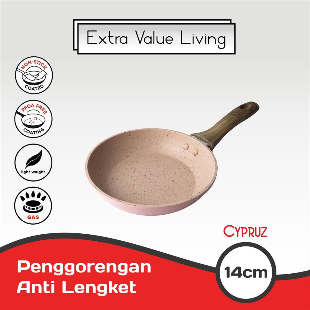 CYPRUZ FryPan Marble Kramik Mini Anti Lengket 14cm Bisa Kompor Induksi